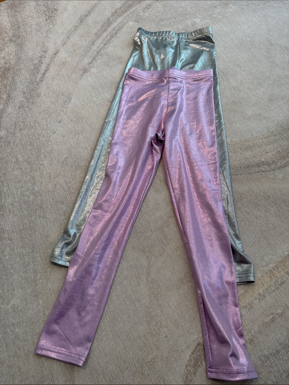 Old Navy Shimmery Lavender and Silver Kids Leggings Duo